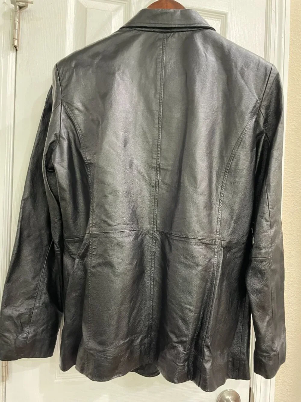 Metrostyle Genuine Leather Blazer Jacket Black Size 16 Classic Tailored Coat - Picture 4 of 13